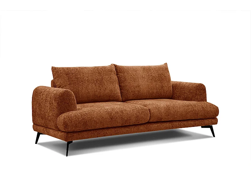 Canapé droit Adria 3 places tissu rouge brique