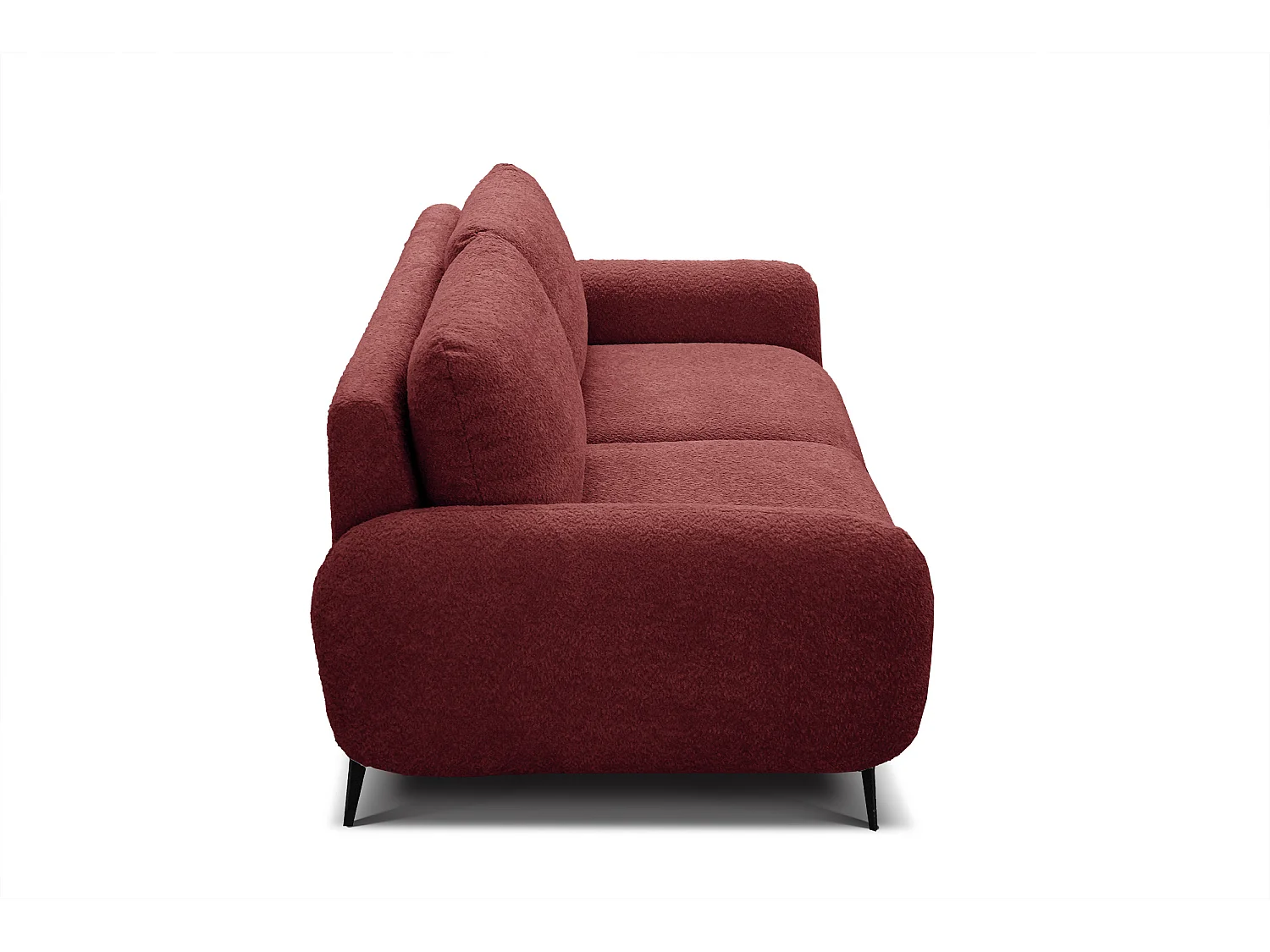 Canapé droit 3 places tissu bordeaux - FEBE