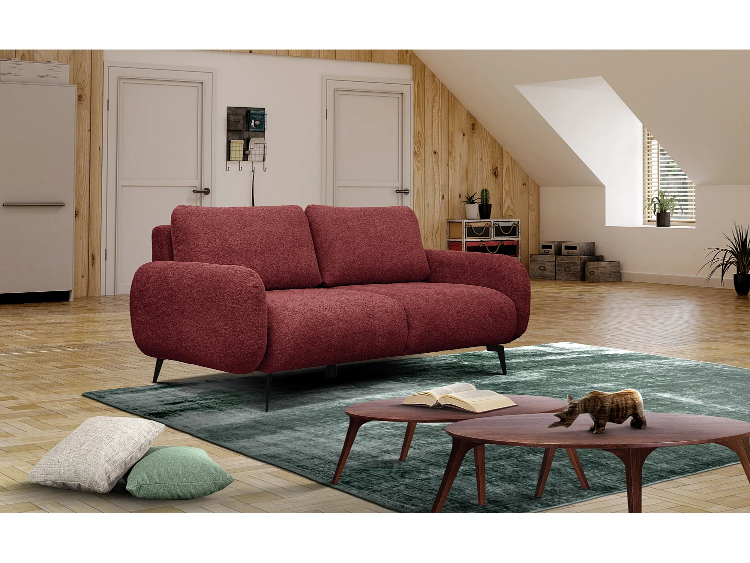 FEBE Sofa 3-Sitzer, bordeaux