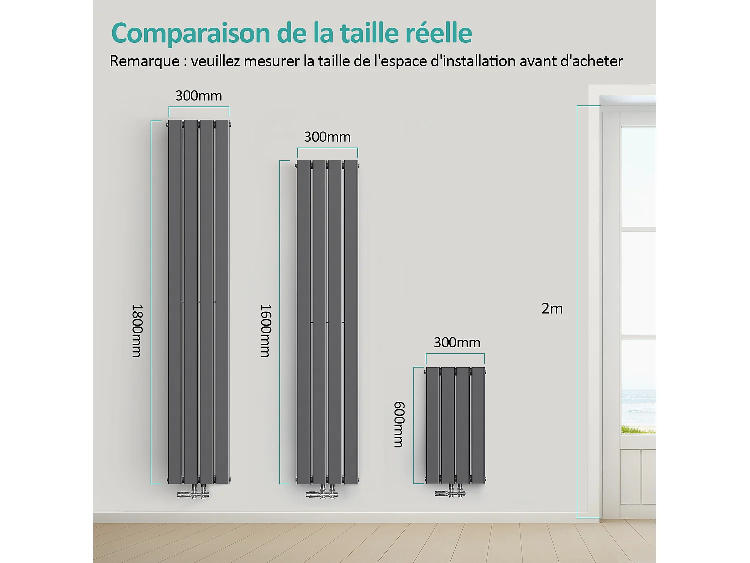 EMKE Radiateur à Eau Chaude, Radiateur plat seule couche connexion centrale, Anthracite 60x30cm