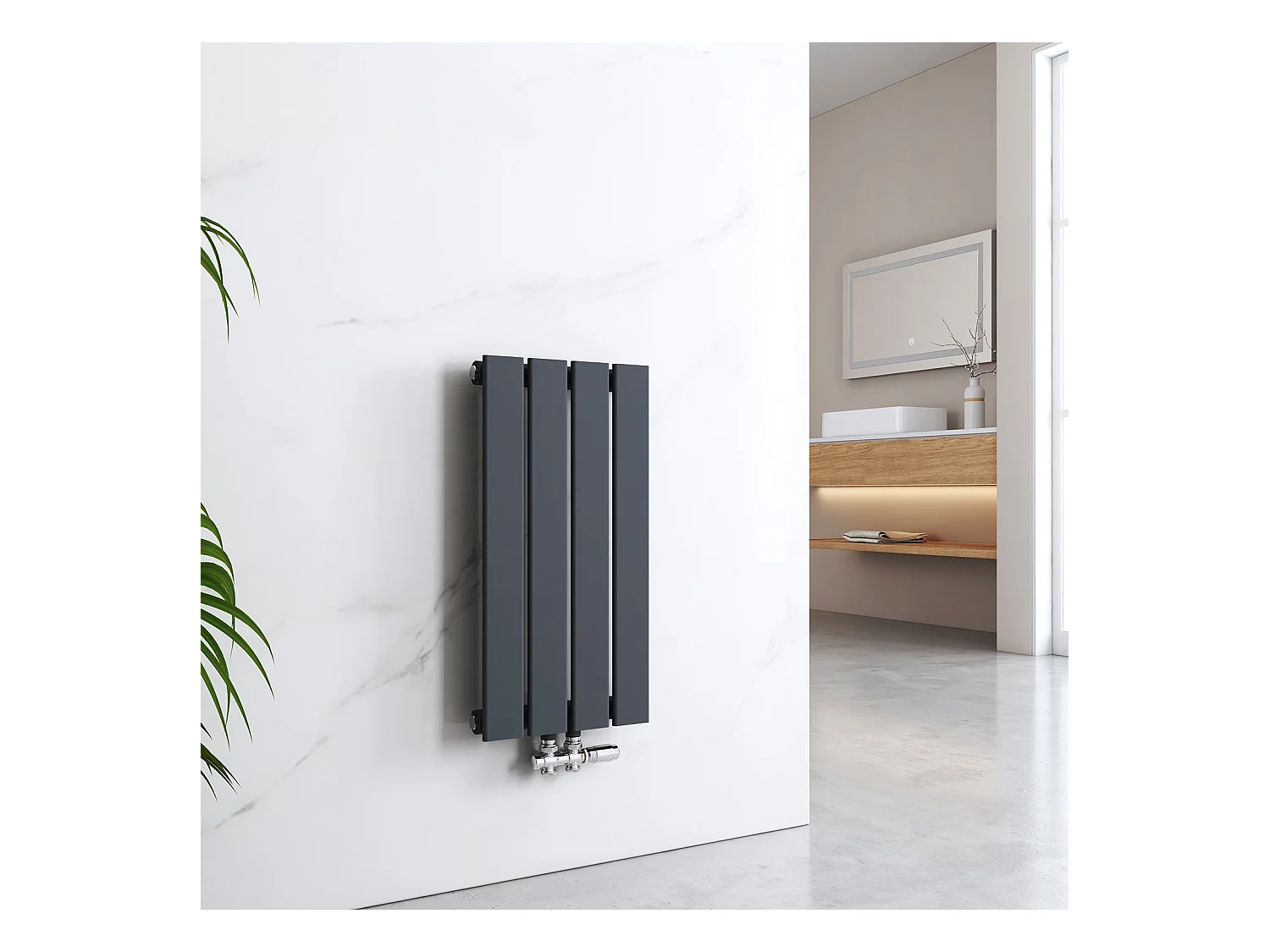 EMKE Radiator - Plat Design - Mat Antraciet - 60x30 cm - 233 W - Kolomradiator Vertical - Verwarming voor Alle Ruimtes