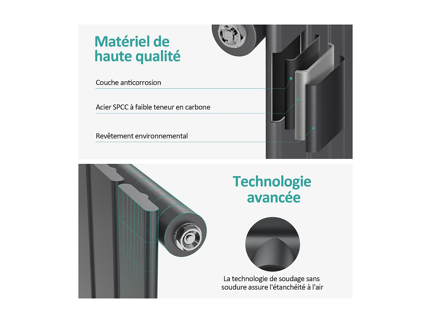 EMKE Radiator - Plat Design - Mat Antraciet - 60x30 cm - 233 W - Kolomradiator Vertical - Verwarming voor Alle Ruimtes