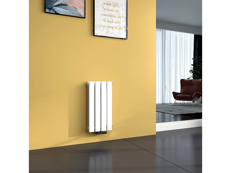 EMKE Radiateur à Eau Chaude, Radiateur plat Double couche connexion centrale, Blanc 60x30cm