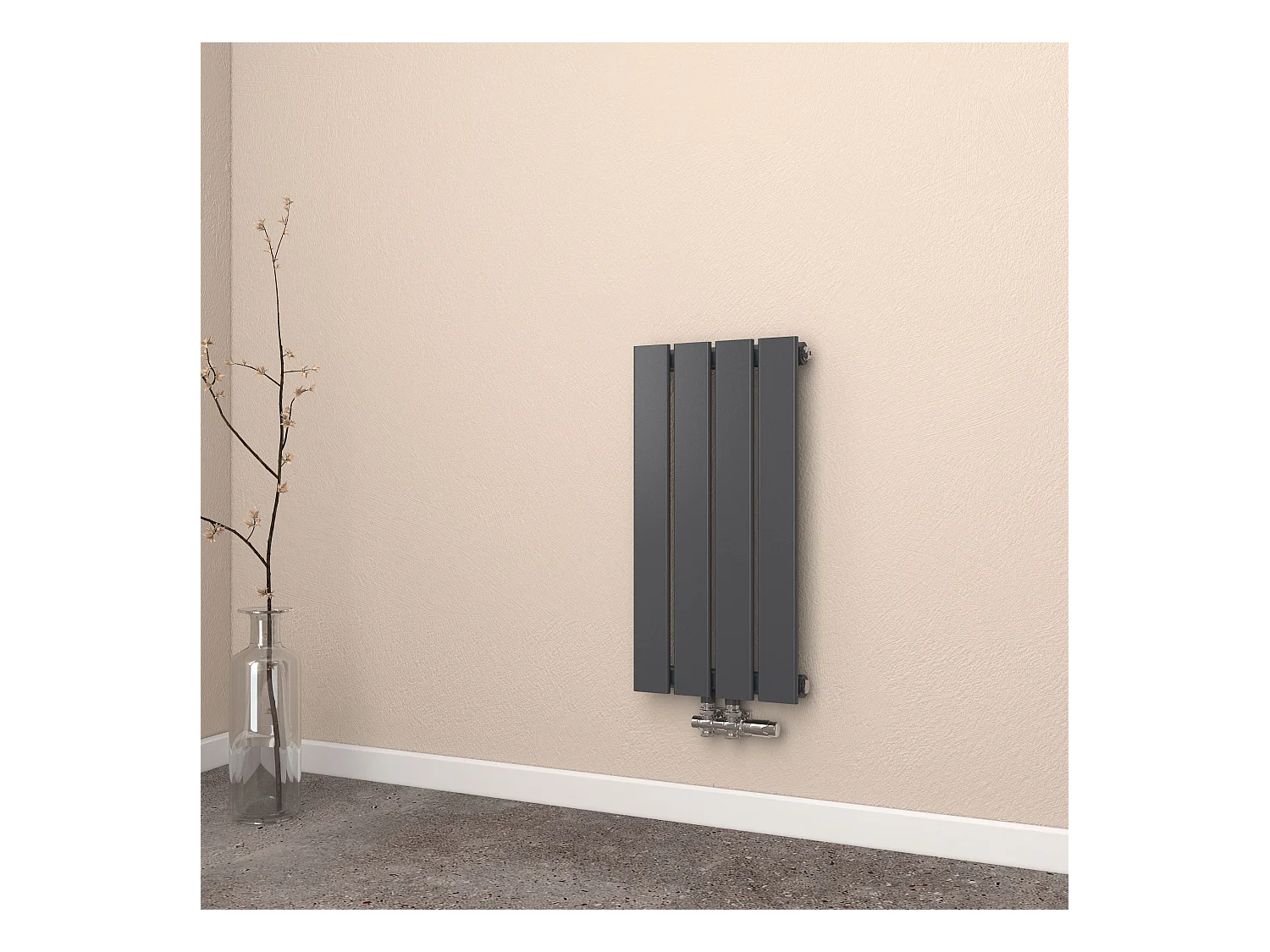 EMKE Radiator - Plat Design - Mat Zwart - 60x30 cm - 233 W - Kolomradiator Vertical - Verwarming voor Alle Ruimtes