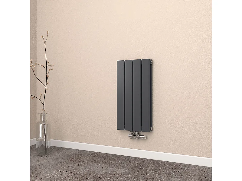 EMKE Radiator - Dubbel-Laags Plat - Mat Zwart - 60x30 cm - 327 W - Kolomradiator Vertical - Verwarming voor Alle Ruimtes