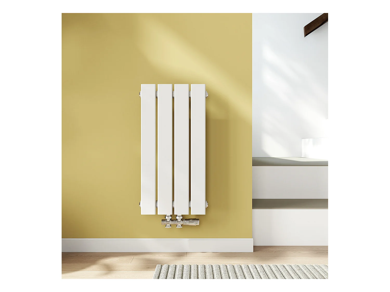 EMKE Radiateur à Eau Chaude, Radiateur plat seule couche connexion centrale, Blanc 60x30cm