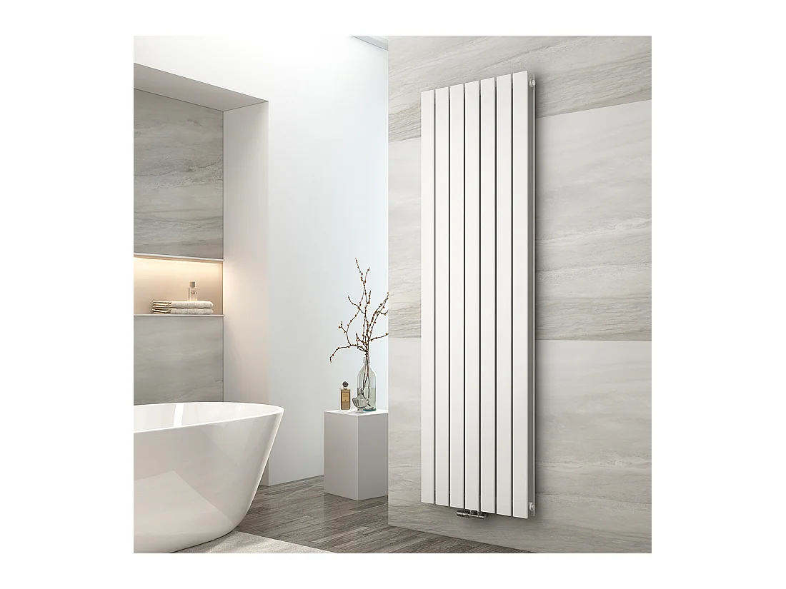 EMKE Radiateur eau chaude en acier Tube Plat Radiateur Mural Blanc 180x53cm 1949W Double Couche