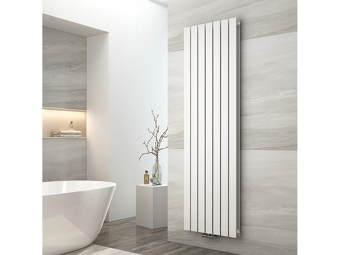 EMKE Radiateur eau chaude en acier Tube Plat Radiateur Mural Blanc 180x53cm 1949W Double Couche