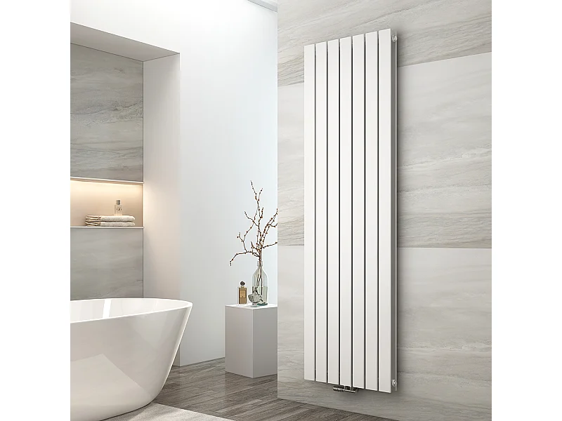 EMKE Radiateur eau chaude en acier Tube Plat Radiateur Mural Blanc 180x53cm 1949W Double Couche