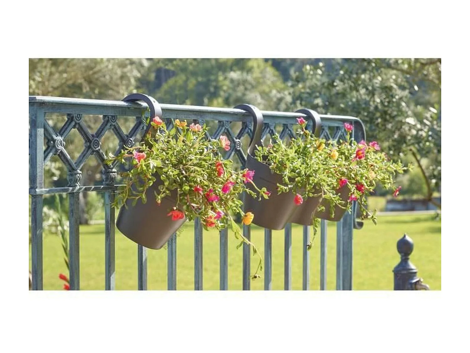 Pot de fleurs gris taupe pour balcon 30,5 x 54 x Hauteur 28 cm - 11 L