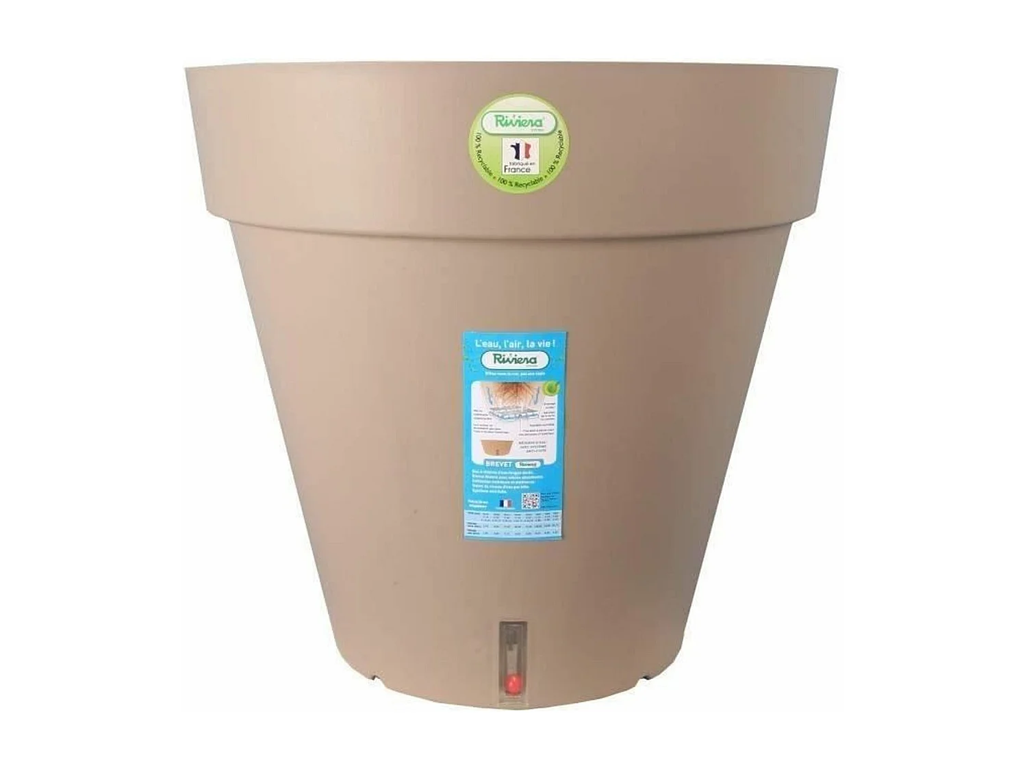 Pot de fleurs Loft avec réserve d'eau - Rond Ø 50 x 46 cm -Taupe