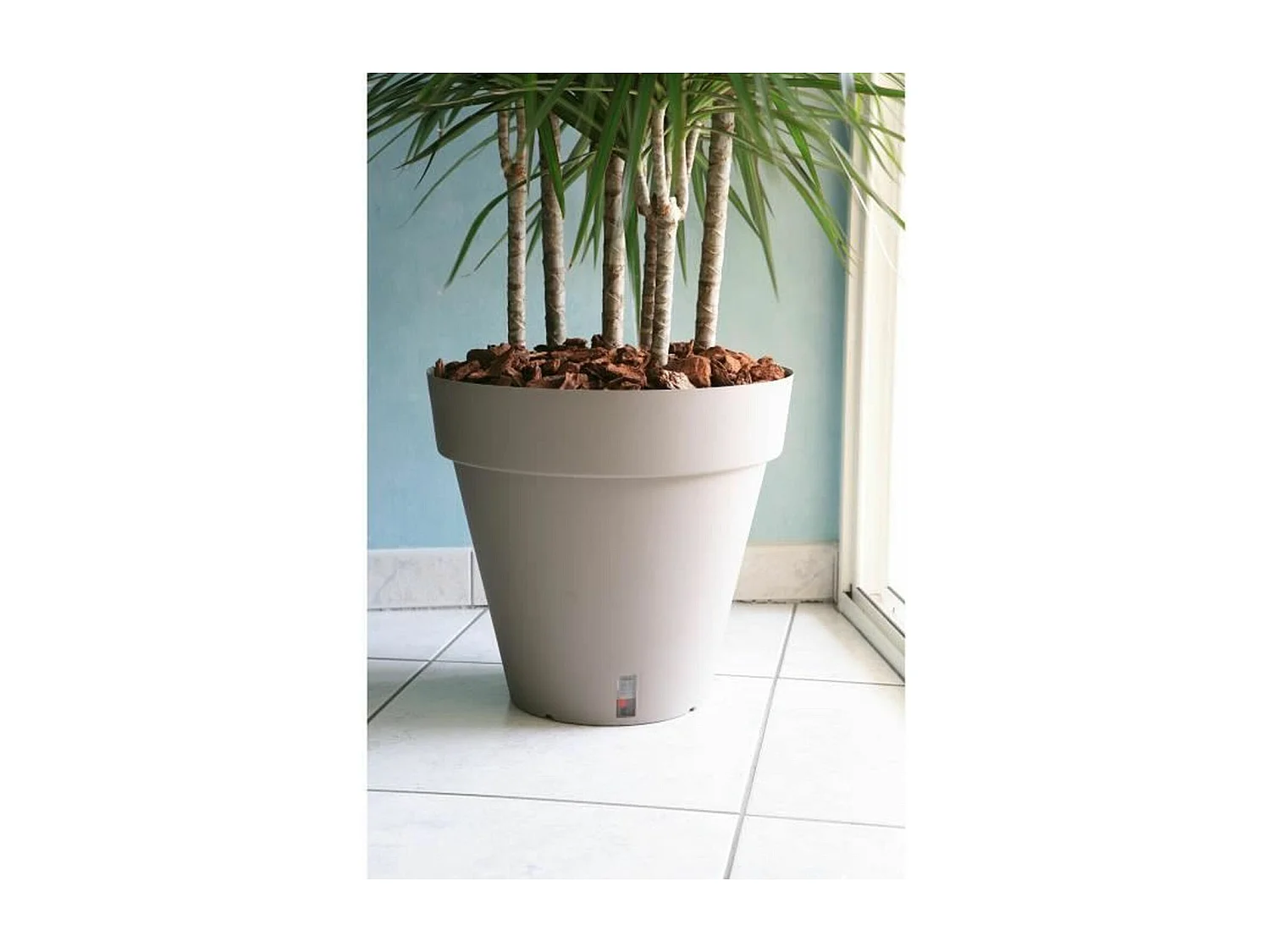 Pot de fleurs Loft avec réserve d'eau - Rond Ø 50 x 46 cm -Taupe