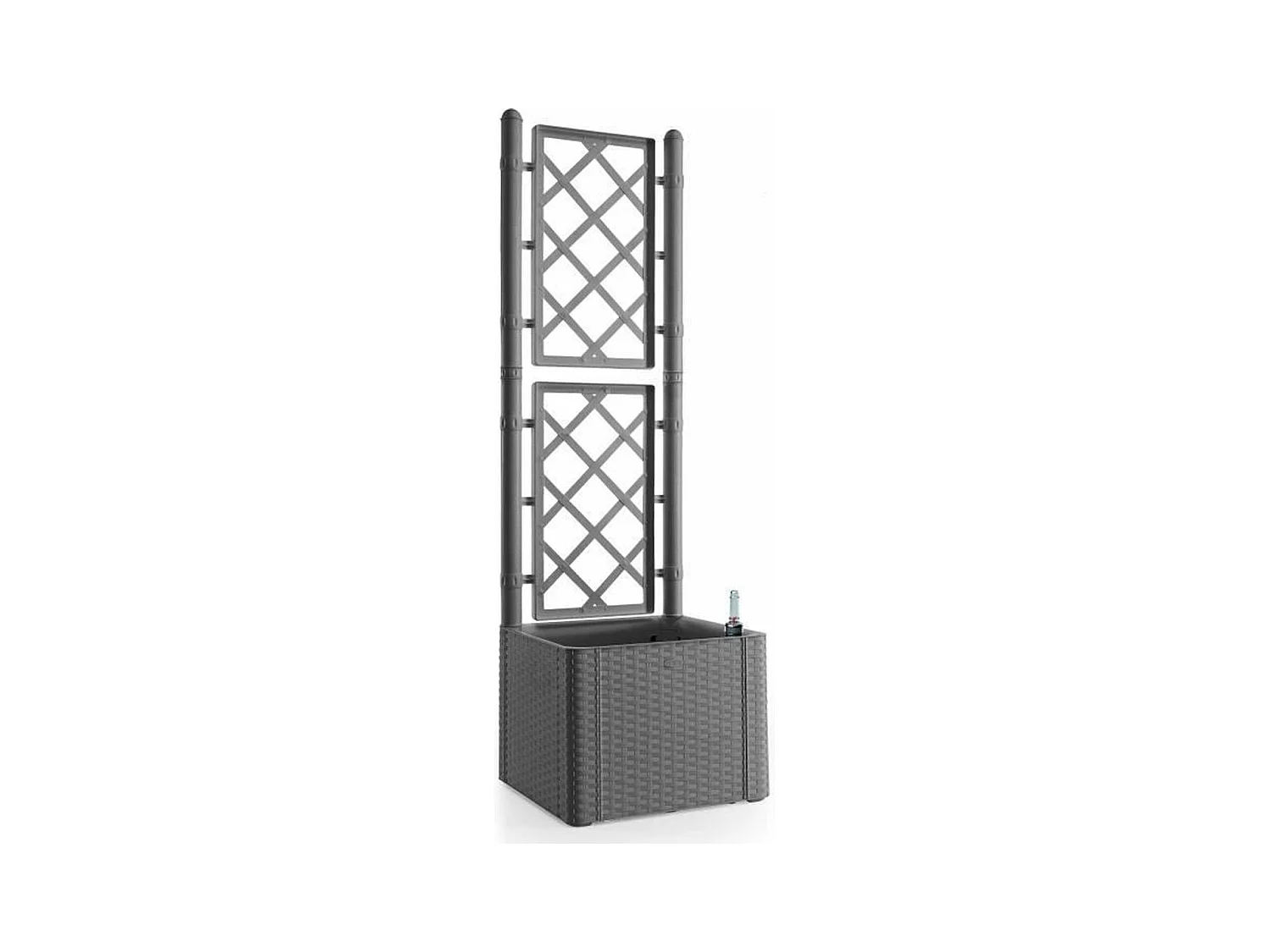 Bac à fleur deluxe - carre avec treillis stone gris - 43 x 43x142 cm