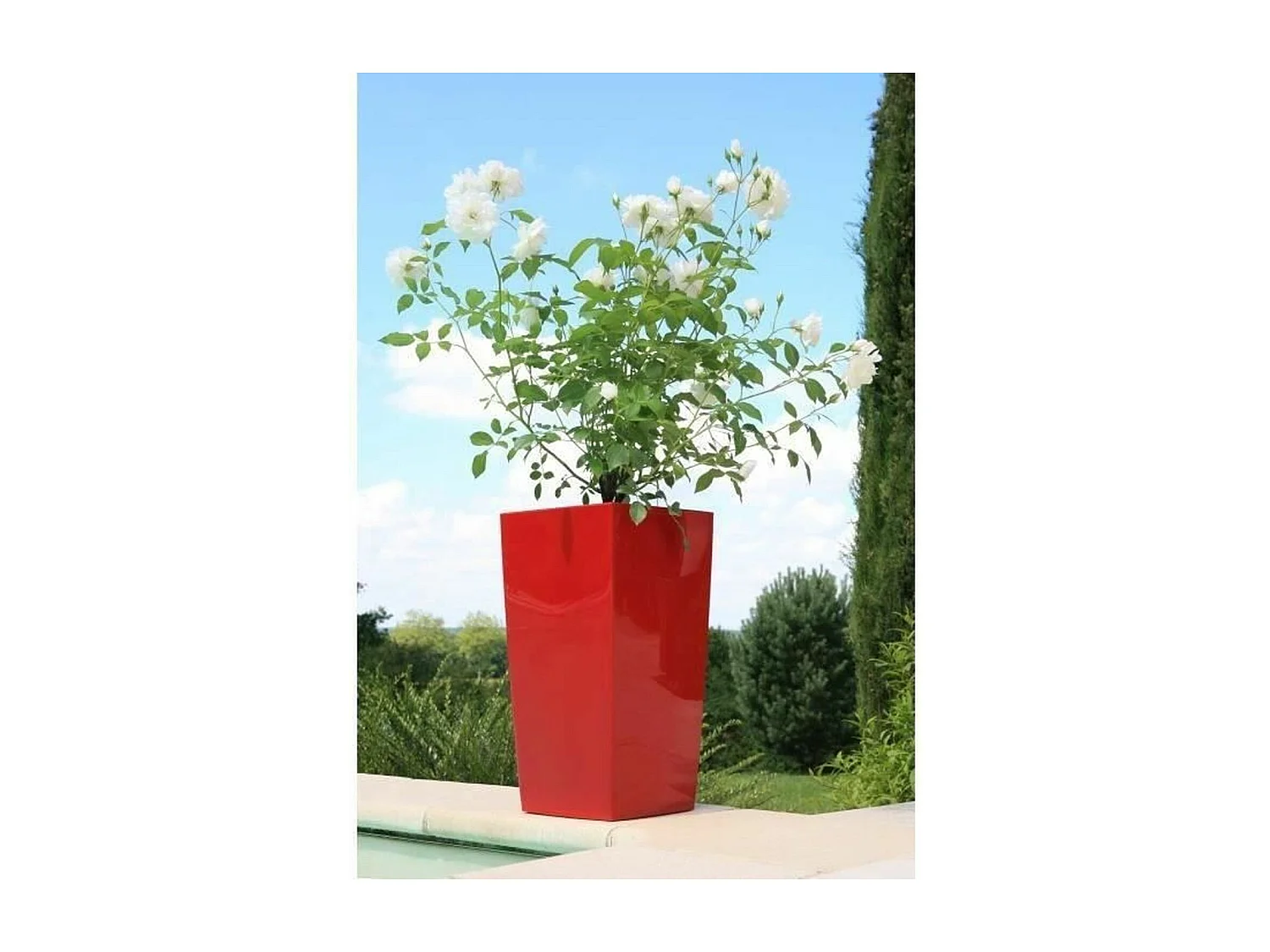 Pot de fleurs Nuance - Carré - 38 x 38 x 69 cm - 67 L - Rouge