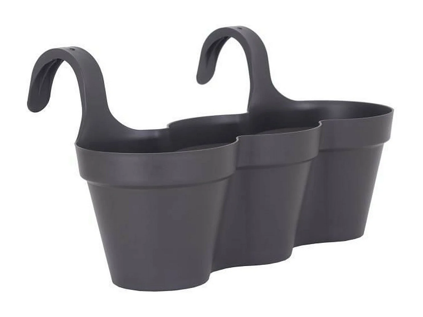 Macetero triple para balcón Capri 30,5 x 54 x 28 cm - 11 L - Gris antracita