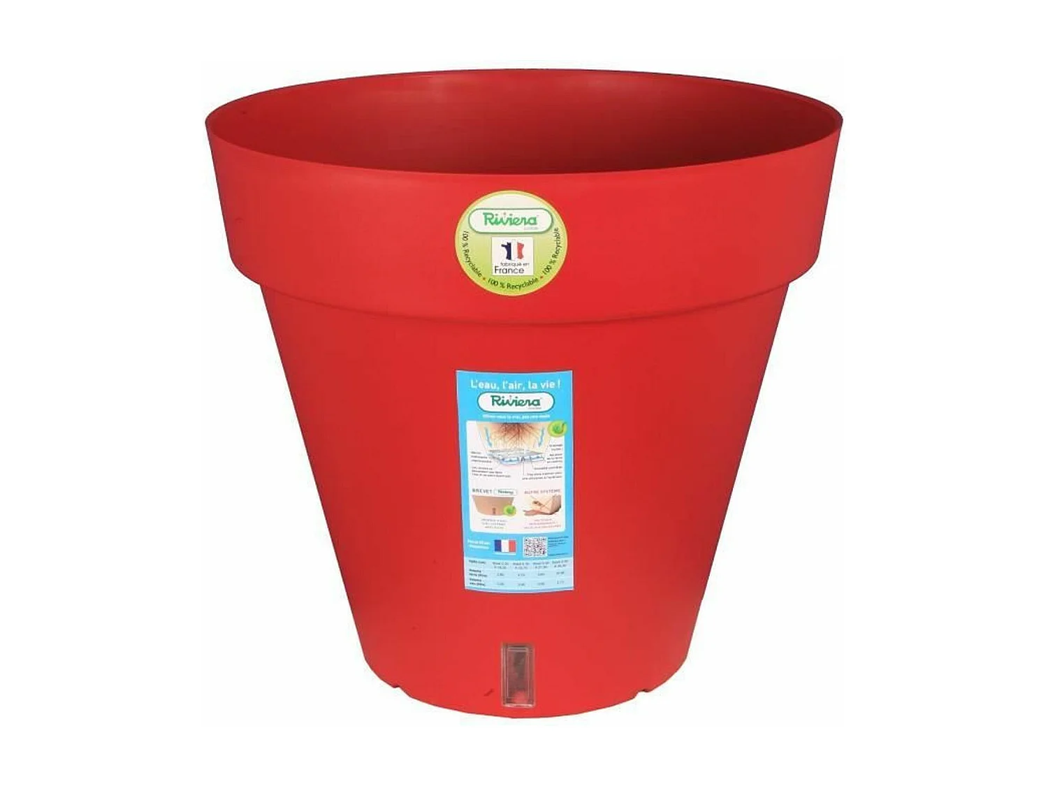 Pot de fleurs Loft avec réserve d'eau - Rond Ø 50 x 46 cm - Rouge