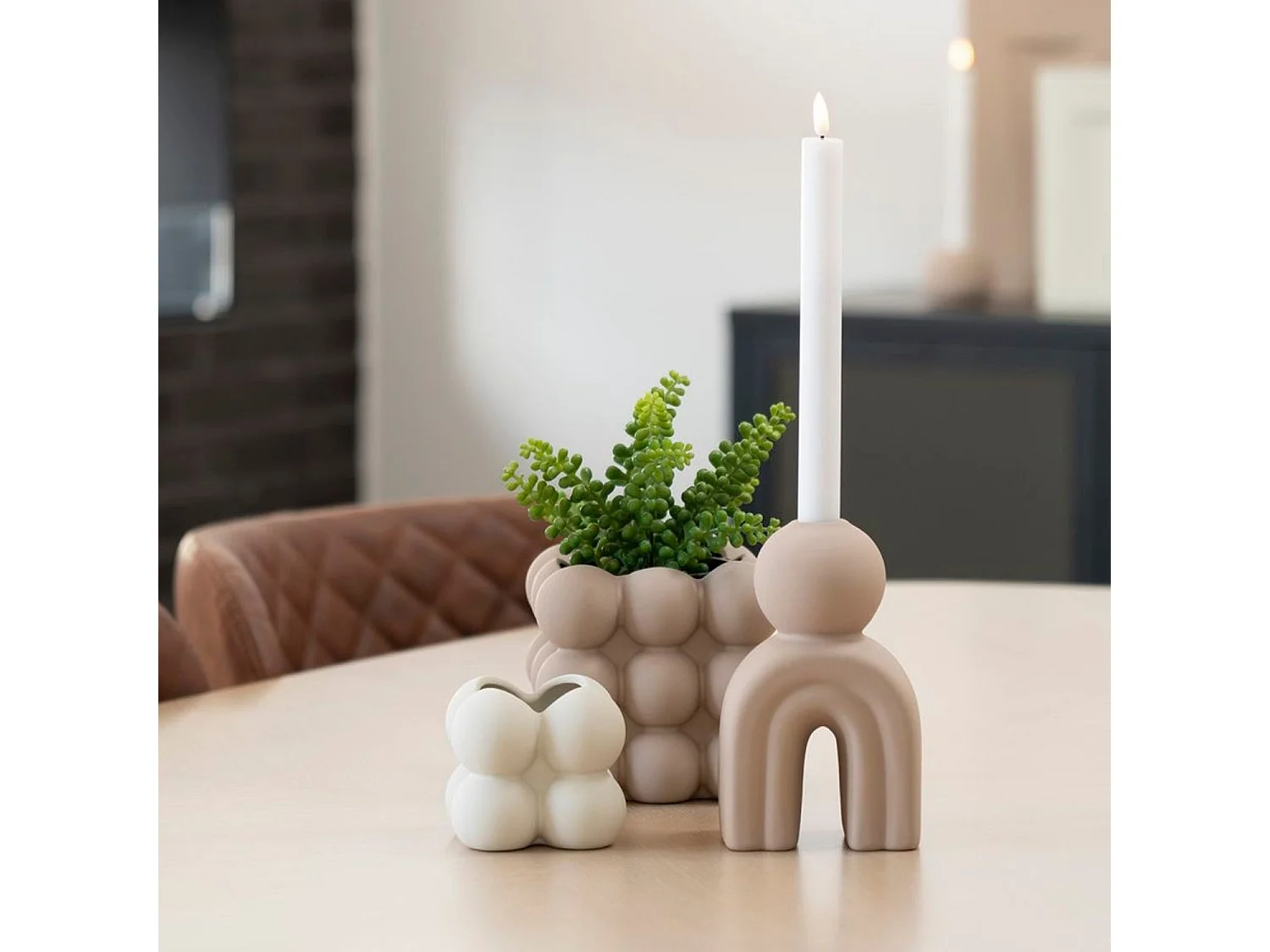 Pot de fleur gris en céramique 9 x 9 x 8 cm