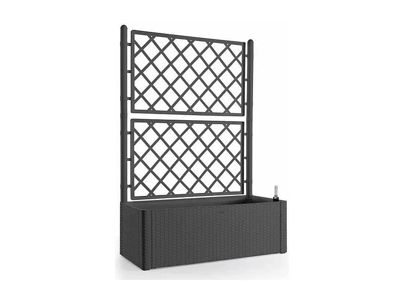 Bac à fleurs rectangulaire Natural Deluxe avec treillis - 100 x 43 x 142 cm - 90 + 6,5 L dans la réserve - Anthracite