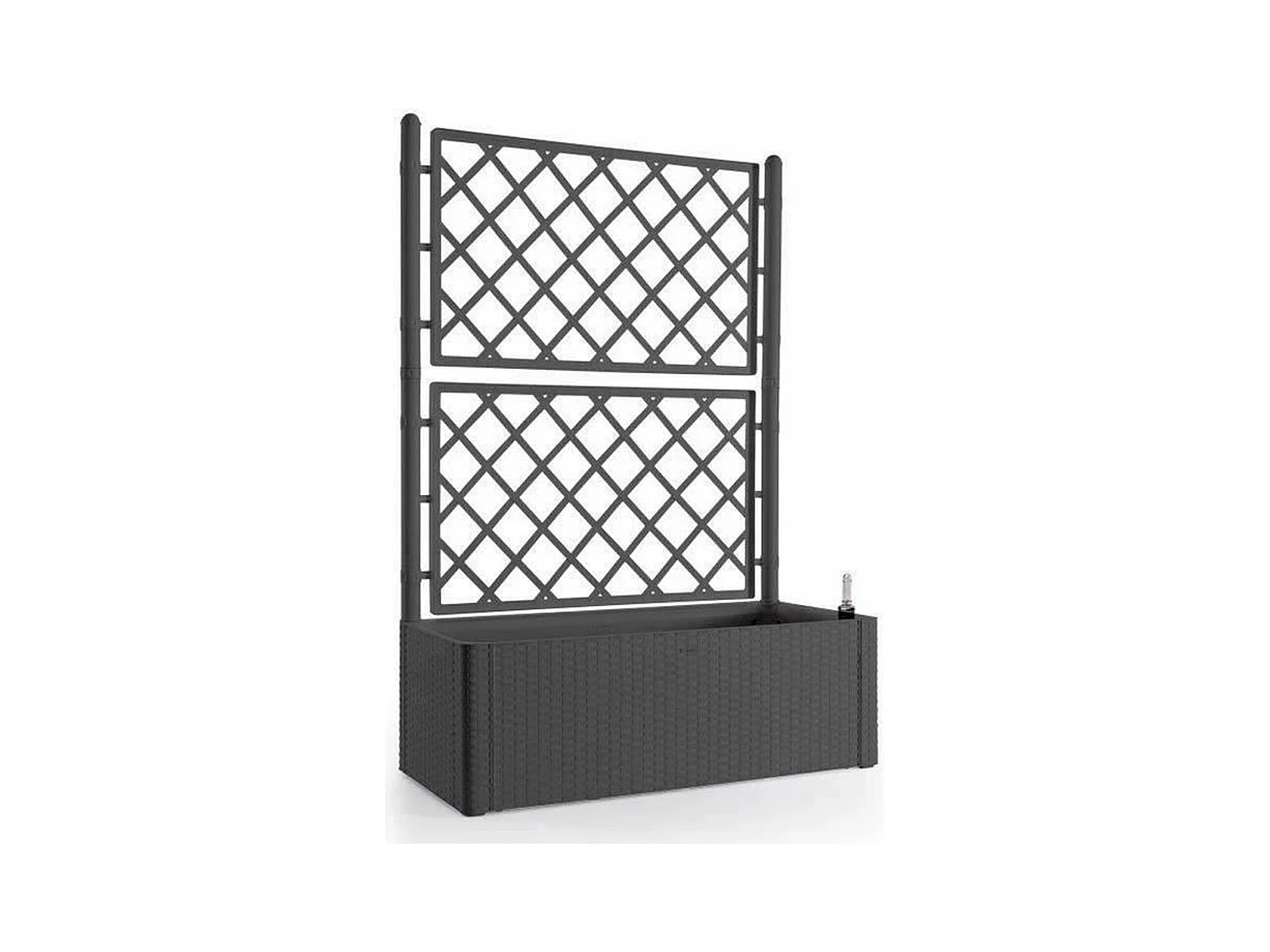 Bac à fleurs rectangulaire Natural Deluxe avec treillis - 100 x 43 x 142 cm - 90 + 6,5 L dans la réserve - Anthracite