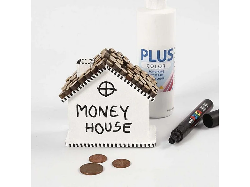 Hucha de madera para decorar la casa - 10 x 10 x 5,4 cm