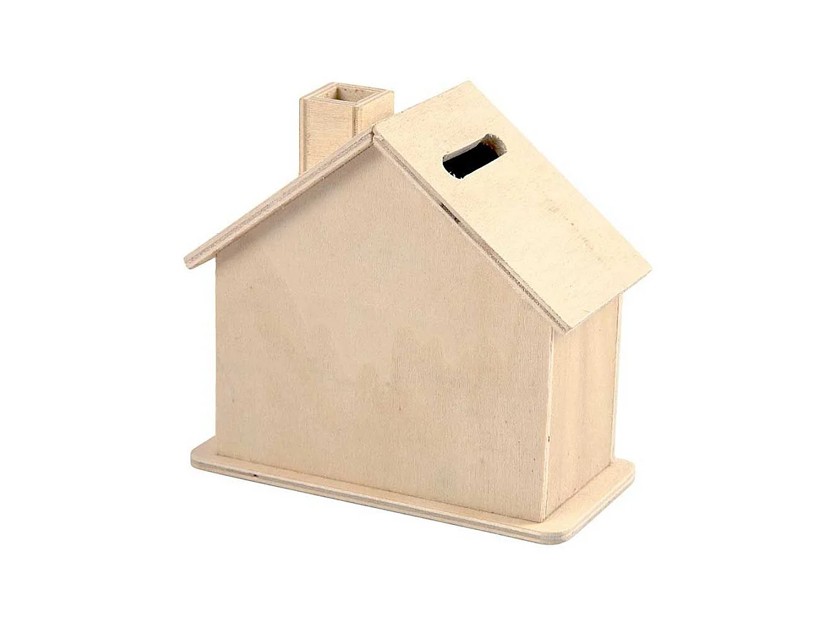 Tirelire en bois à décorer Maison - 10 x 10 x 5,4 cm