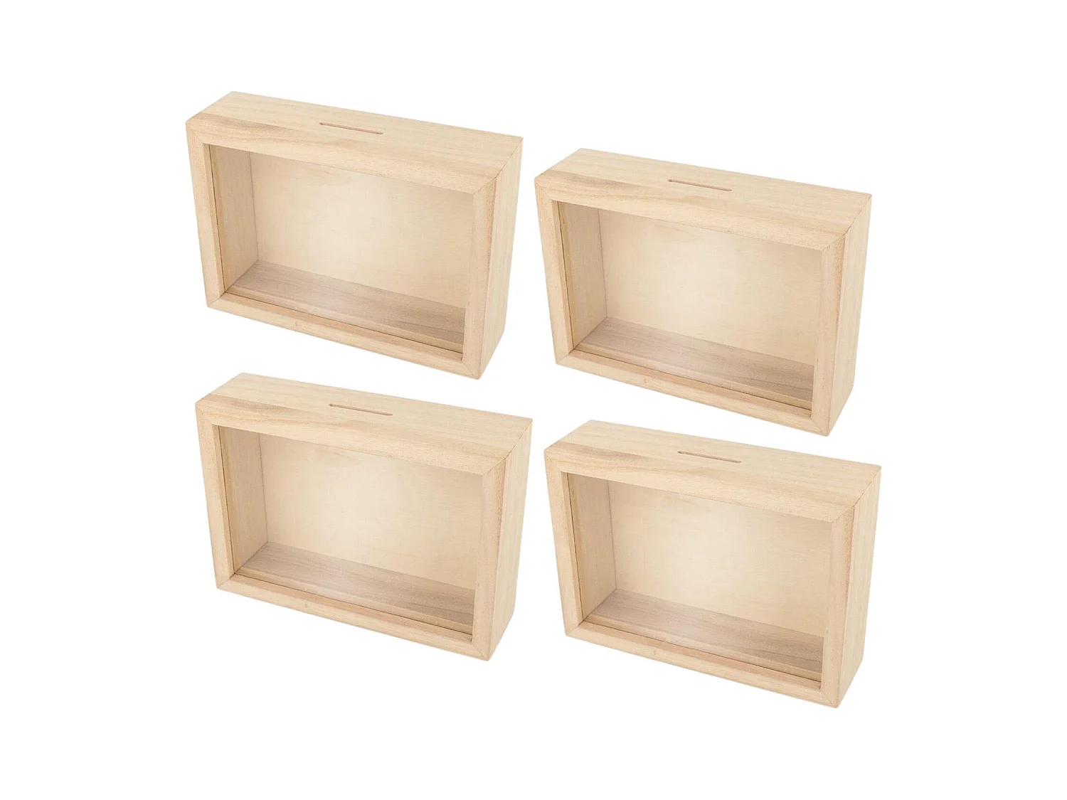 4 tirelires avec cadre en bois à décorer 12 x 17 cm
