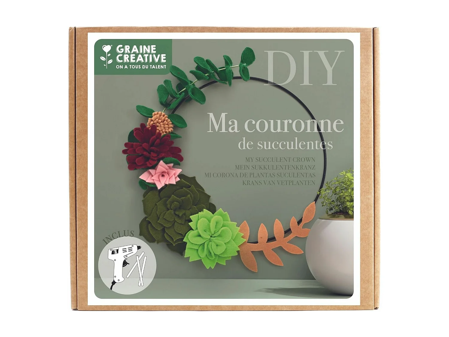Coffret DIY Couronne de succulentes