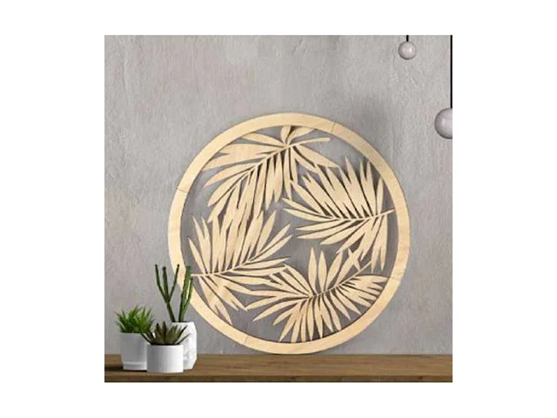 Cadre ajouré en bois rond à décorer Feuillage - Ø 40 cm