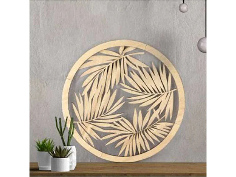 Cadre ajouré en bois rond à décorer Feuillage - Ø 40 cm