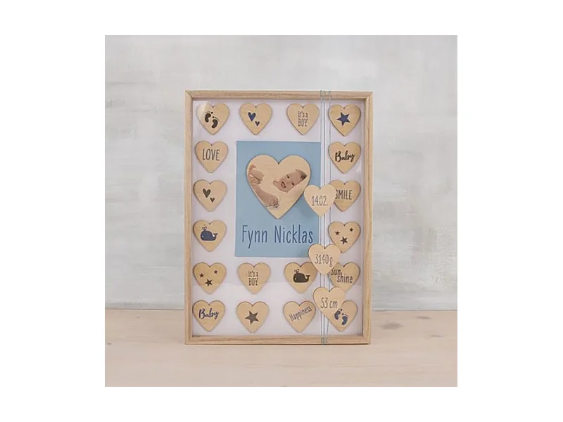 Livre d'or cadre en bois avec des cœurs 35 x 26 x 4 cm