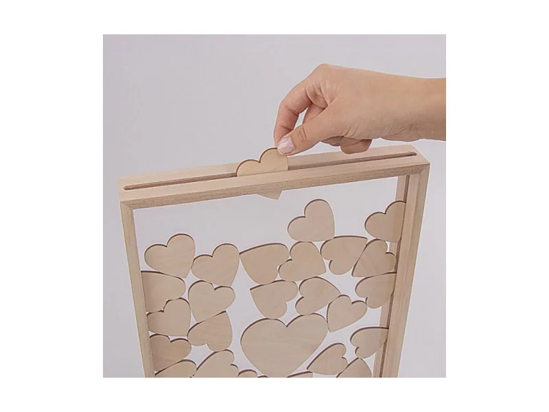 Livre d'or cadre en bois avec des cœurs 35 x 26 x 4 cm