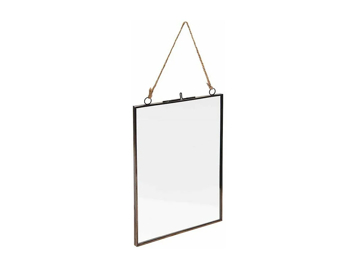Cadre en métal noir à suspendre, double plaque de verre 16 x 22 cm
