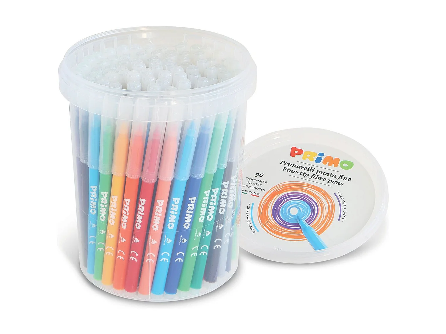 Cubo de 96 rotuladores lavables de punta fina