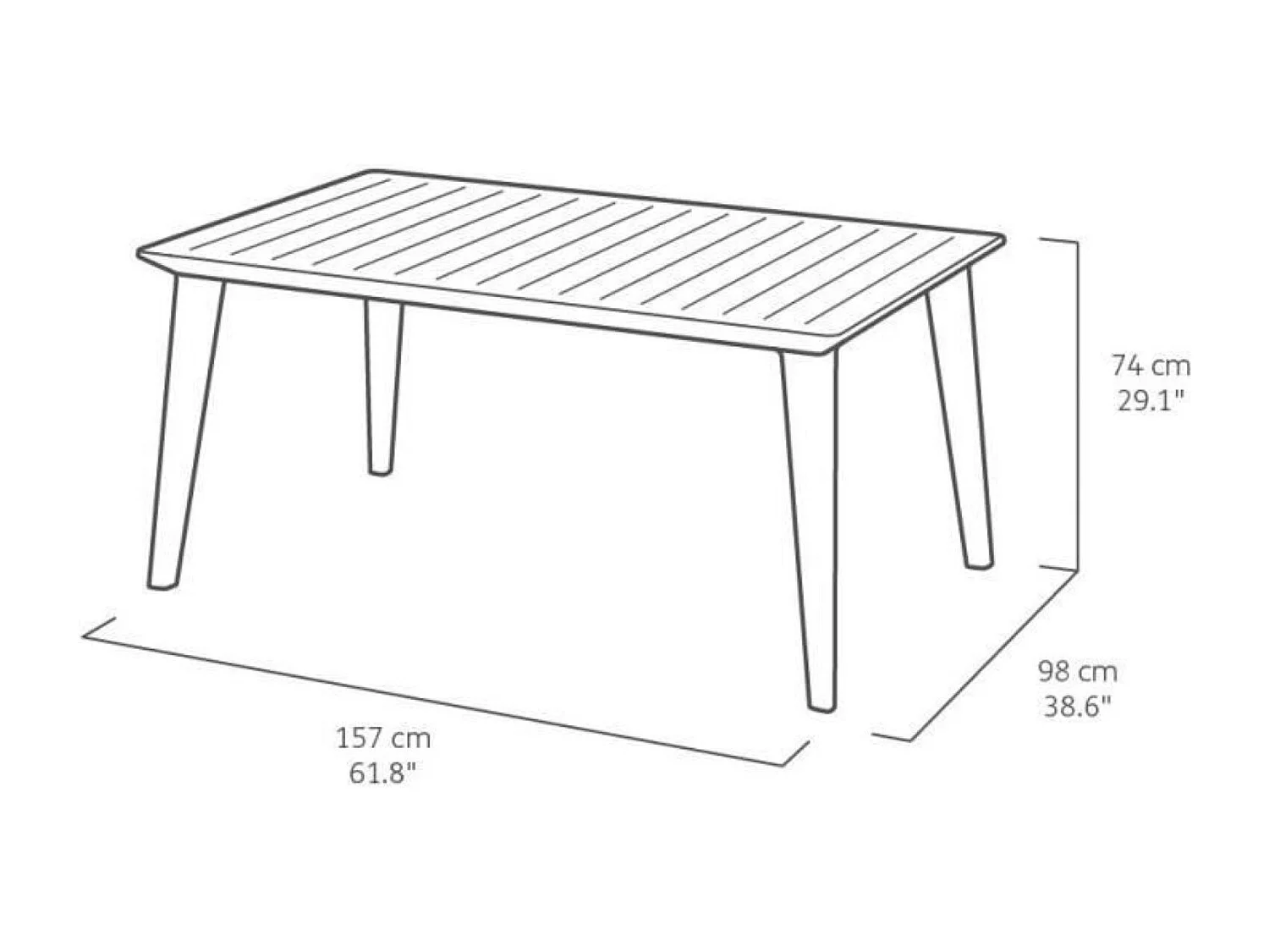 Rechteckiger Gartentisch aus Kunstharz für 6 Personen 160 cm – Cappuccino