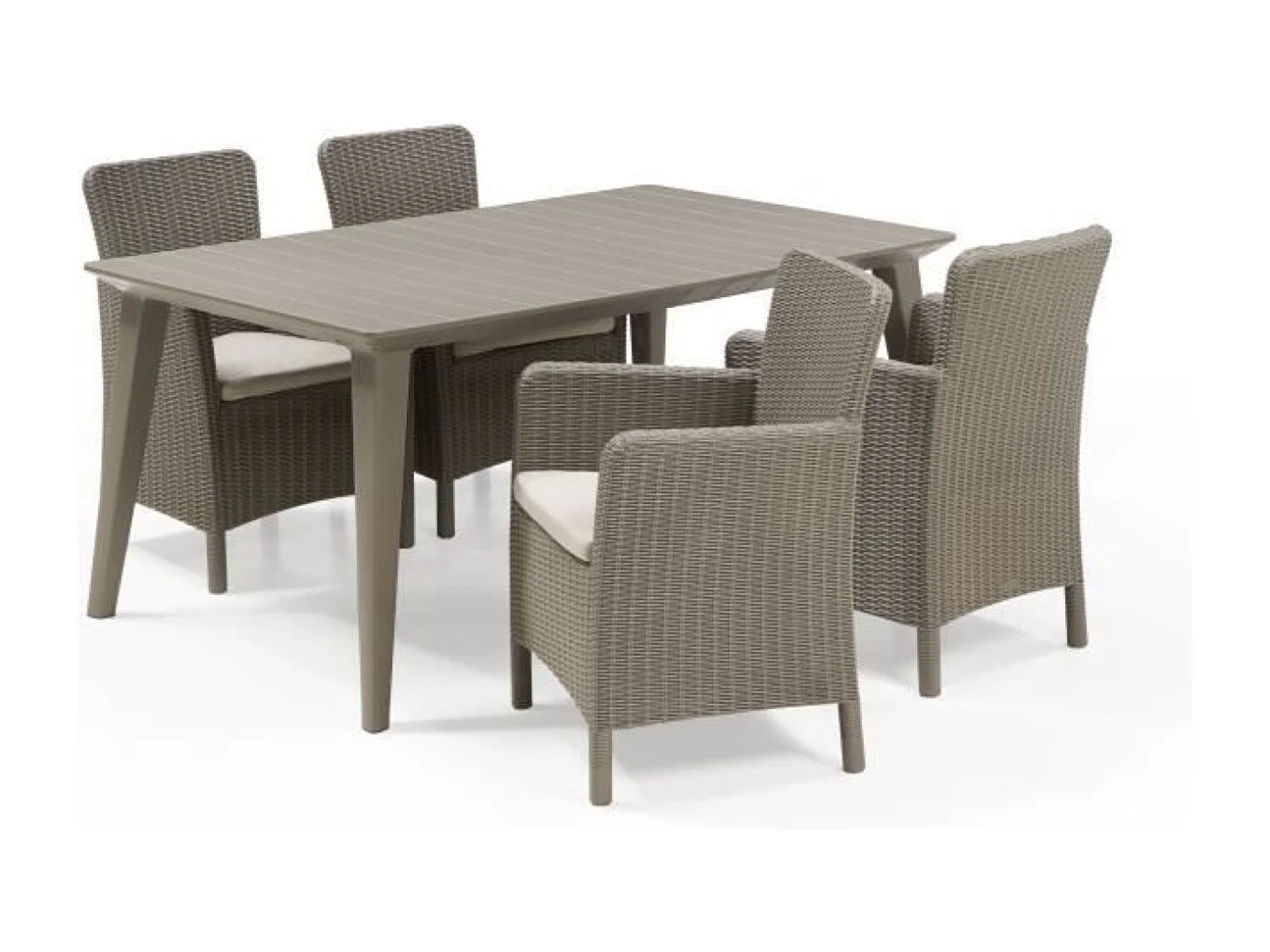 Rechteckiger Gartentisch aus Kunstharz für 6 Personen 160 cm – Cappuccino