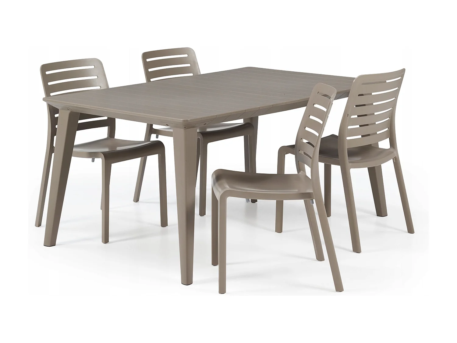 Rechteckiger Gartentisch aus Kunstharz für 6 Personen 160 cm – Cappuccino