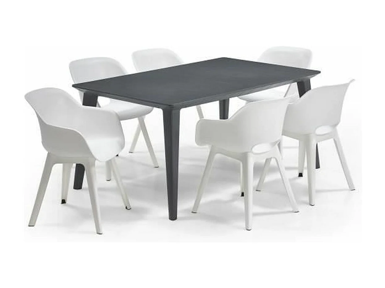 Table de jardin - rectangulaire 160cm - gris graphite - en résine - 6 personnes - Lima - Allibert by KETER