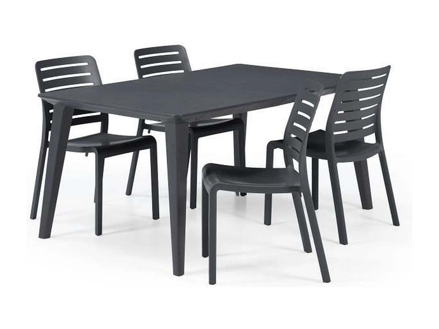 Rechteckiger Gartentisch aus Kunstharz für 6 Personen 160 cm – Graphitgrau