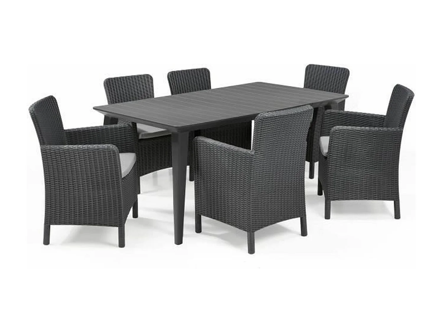 Table de jardin - rectangulaire 160cm - gris graphite - en résine - 6 personnes - Lima - Allibert by KETER