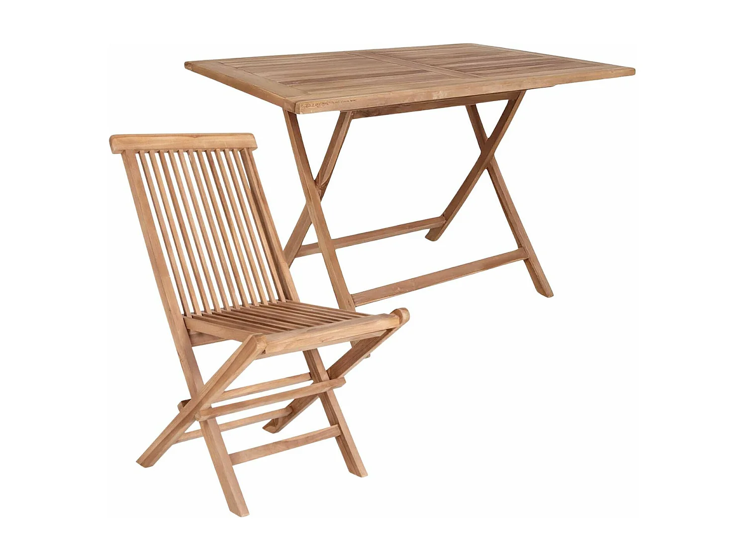 Table de jardin 120 x 80 cm + 4 chaises en teck