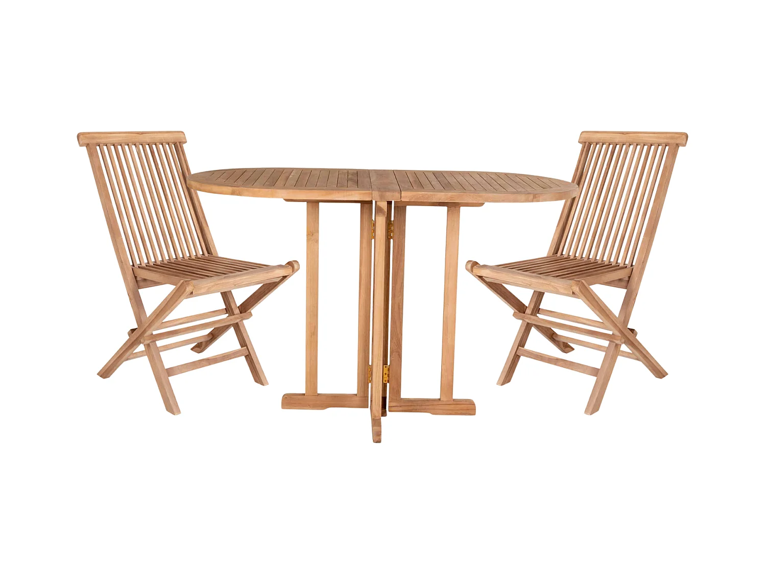 Table de jardin 120 cm + 2 chaises en teck