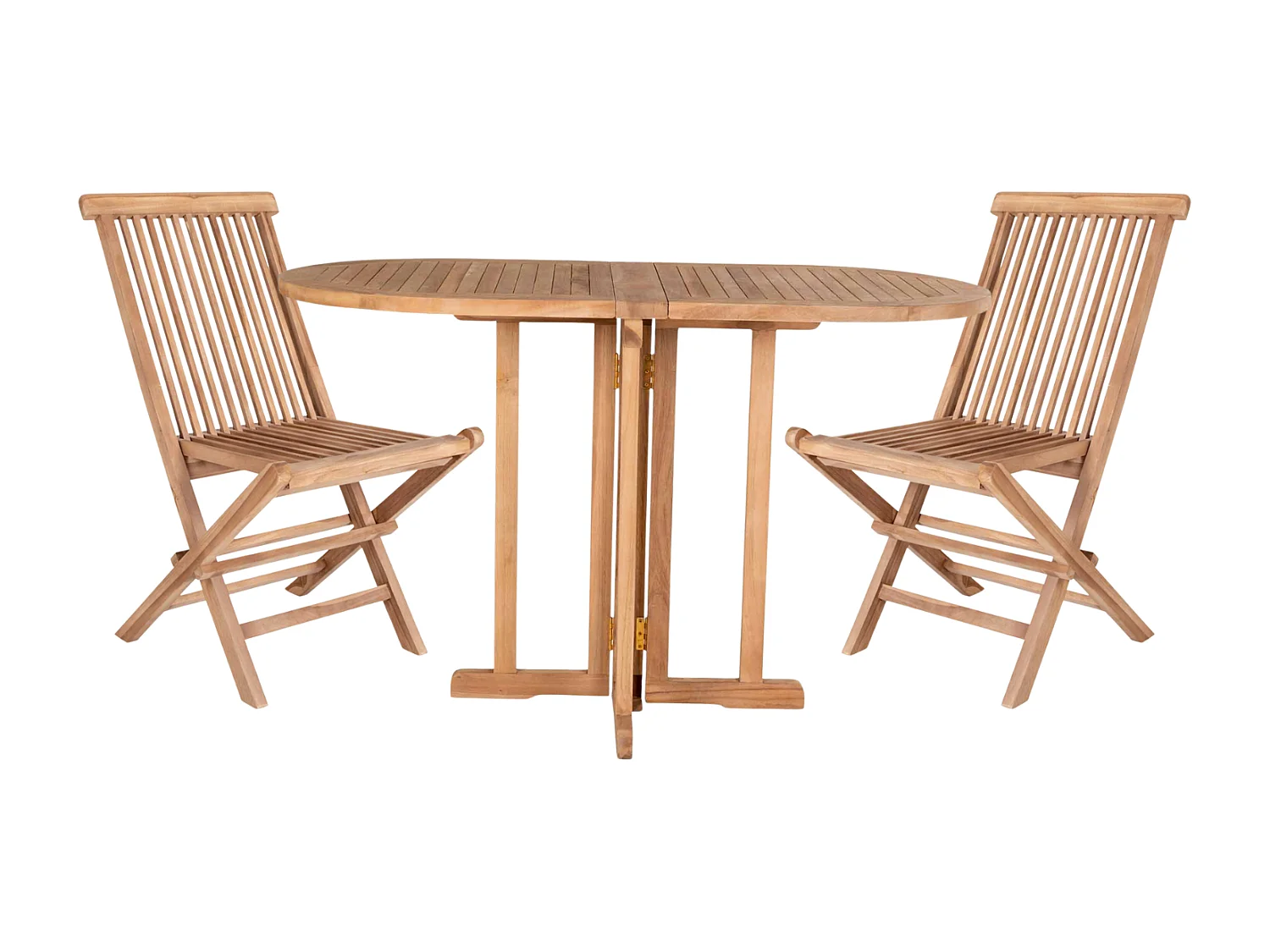 Table de jardin 120 cm + 2 chaises en teck