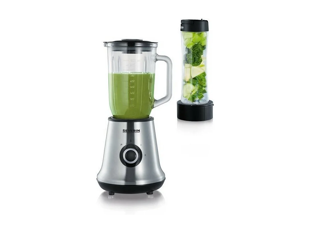 SEVERIN SM3737 Blender classique avec extracteur de nutriments Mix+Go - Inox
