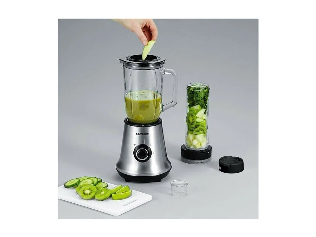 SEVERIN SM3737 Blender classique avec extracteur de nutriments Mix+Go - Inox