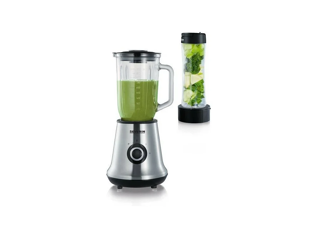 SEVERIN SM3737 Blender classique avec extracteur de nutriments Mix+Go - Inox