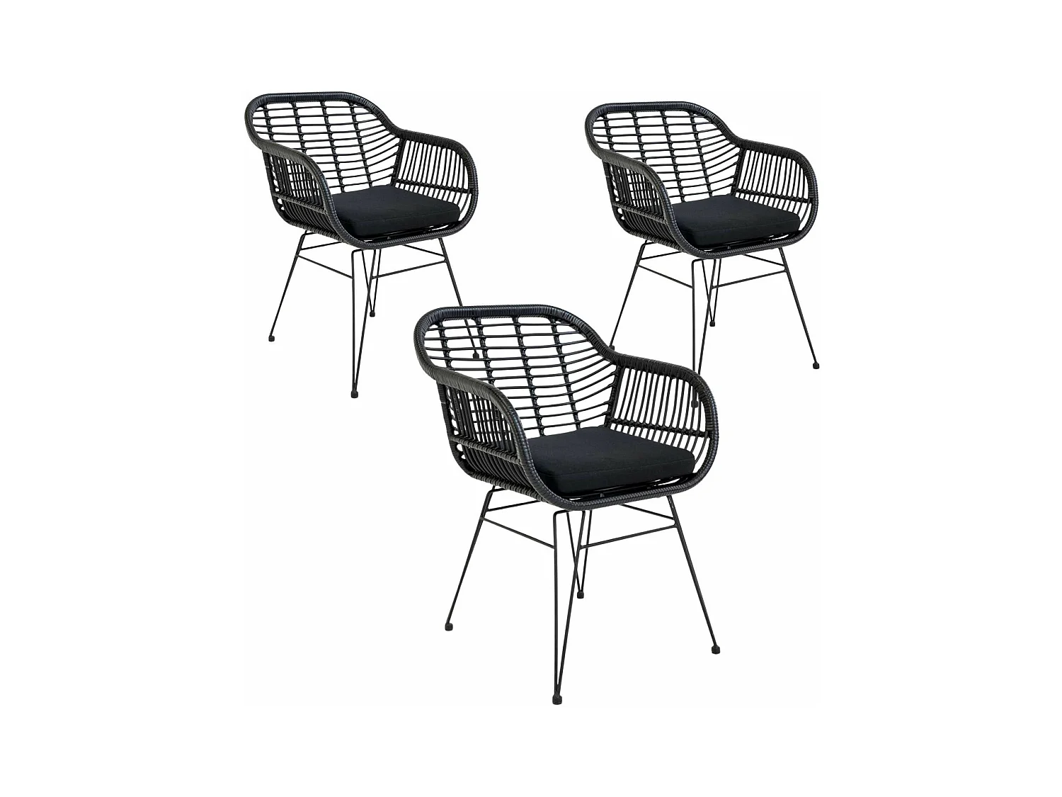 6 Fauteuils de jardin noirs TRIESTE