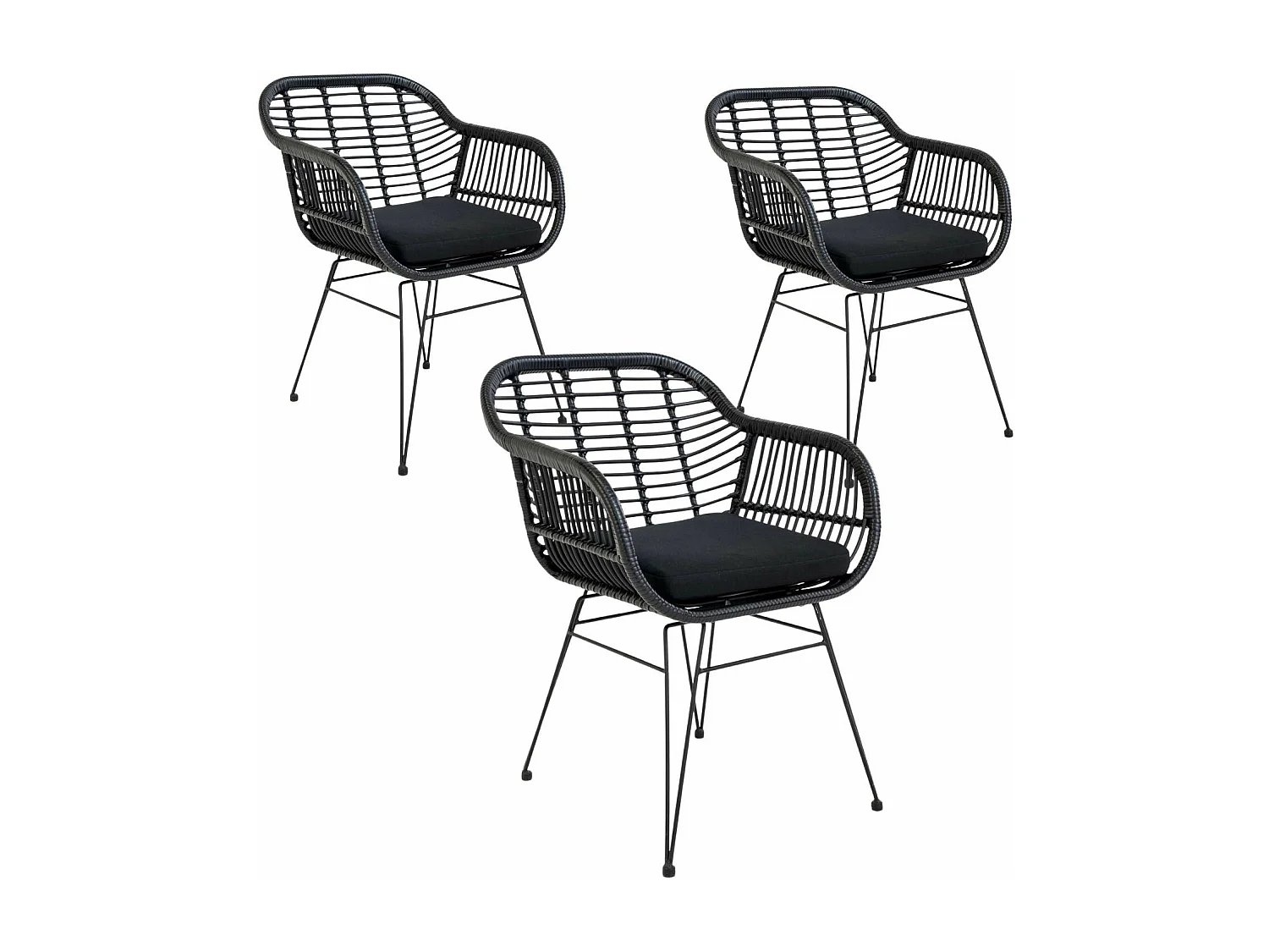 6 Fauteuils de jardin noirs TRIESTE