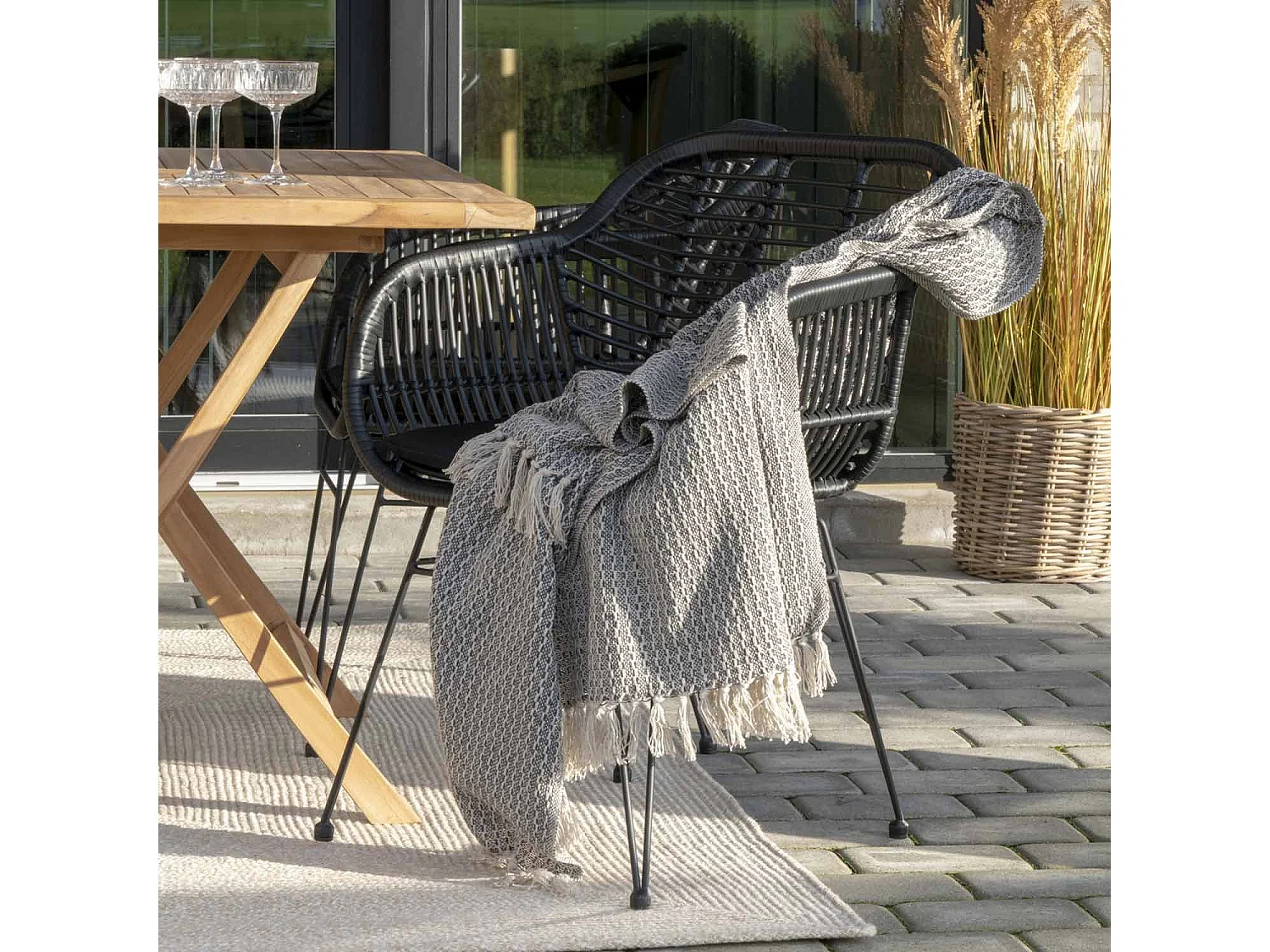 6 Fauteuils de jardin noirs TRIESTE