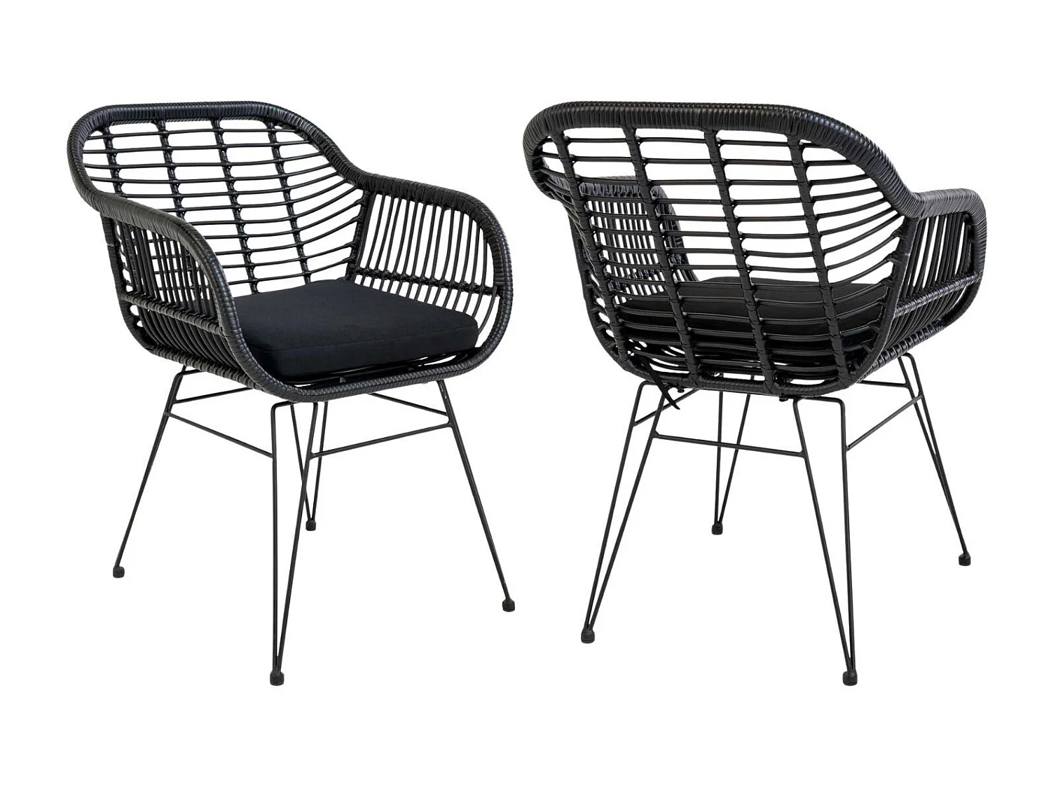 6 Fauteuils de jardin noirs TRIESTE