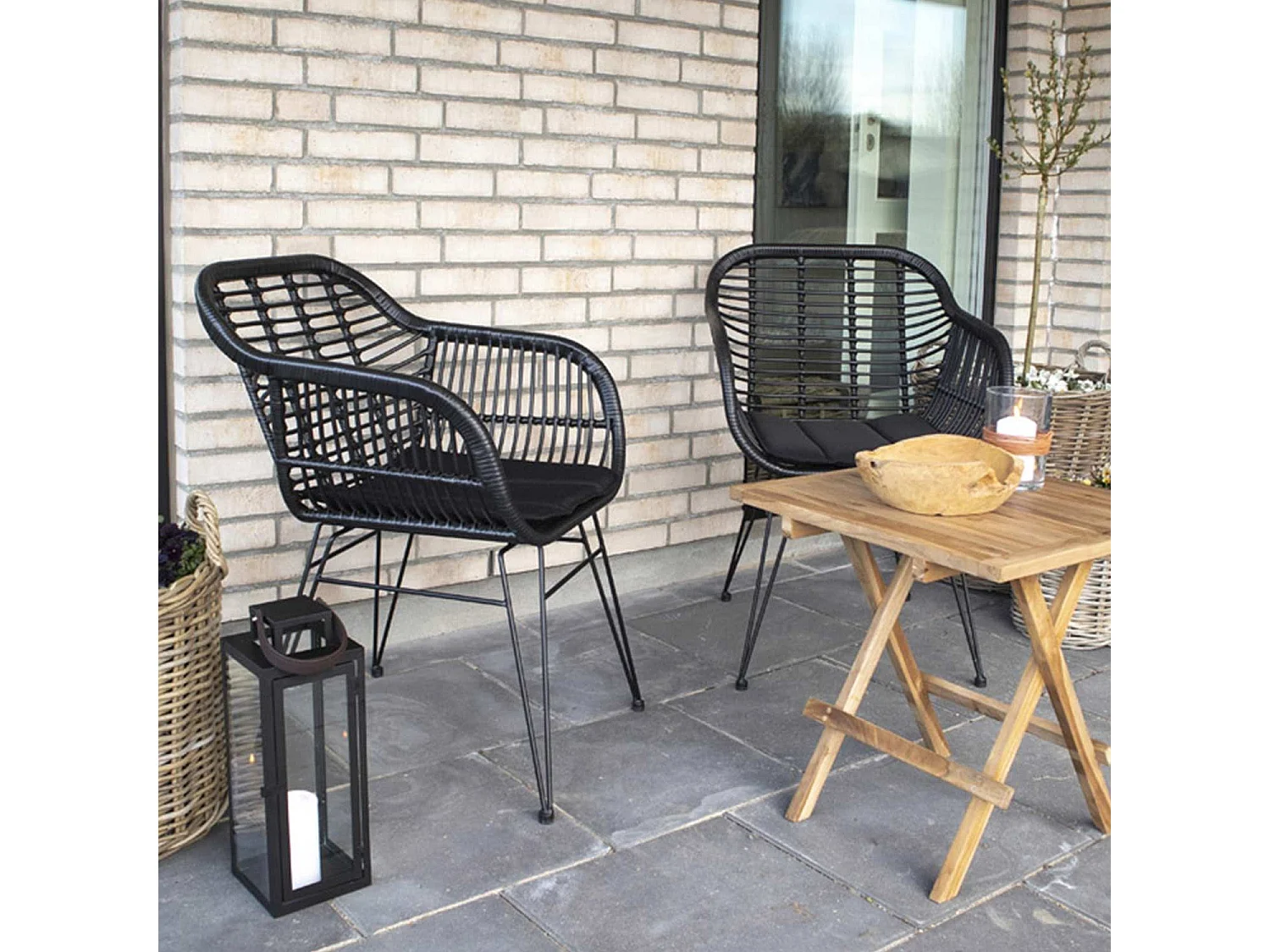 6 Fauteuils de jardin noirs TRIESTE